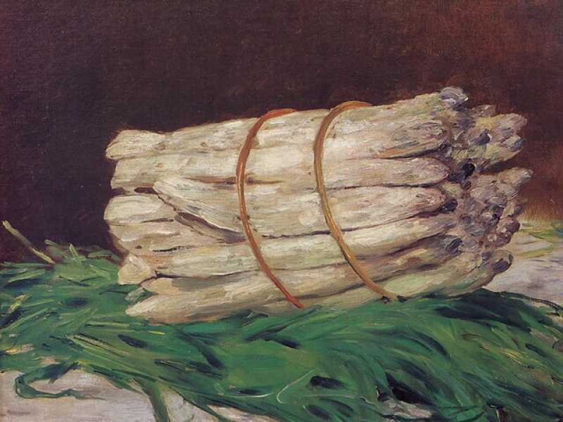 Édouard Manet, Mazzo di asparagi (1880); olio su tela, 46×55 cm, Wallraf-Richartz-Museum, Colonia (Wikimedia commons) <br />
