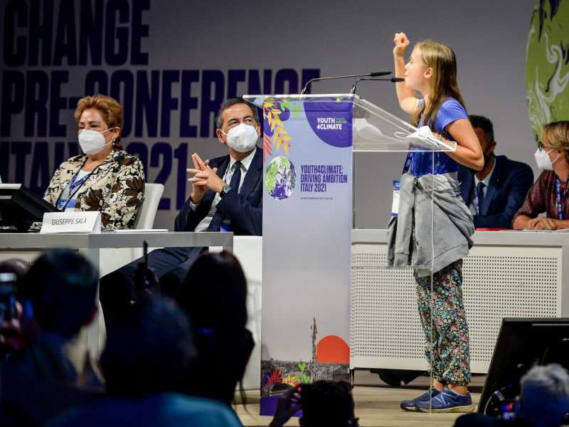 Greta Thunberg alla conferenza Youth4Climate a Milano (LaPresse) <br />