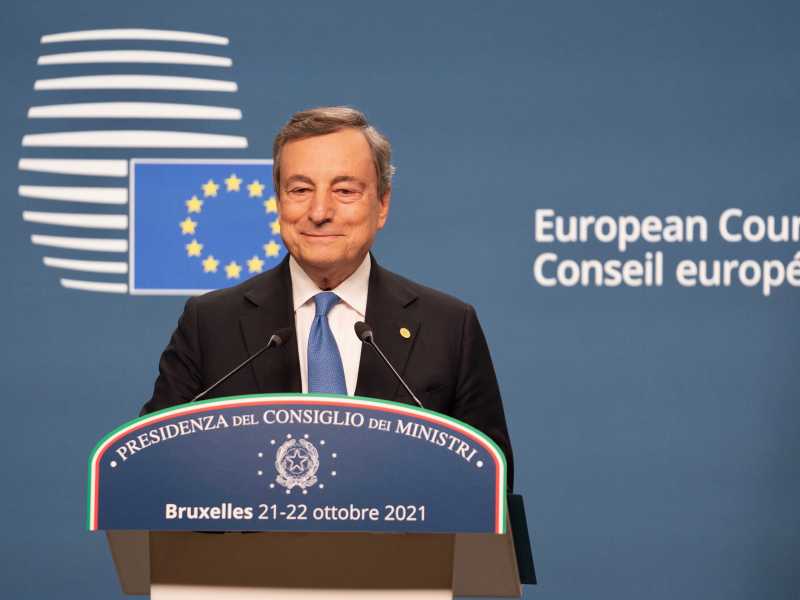 Il premier Mario Draghi al Consiglio Europeo (LaPresse)