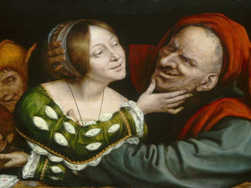 Quentin Matsys, "Amanti mal abbinati", 1520-1525. Dominio pubblico <br />