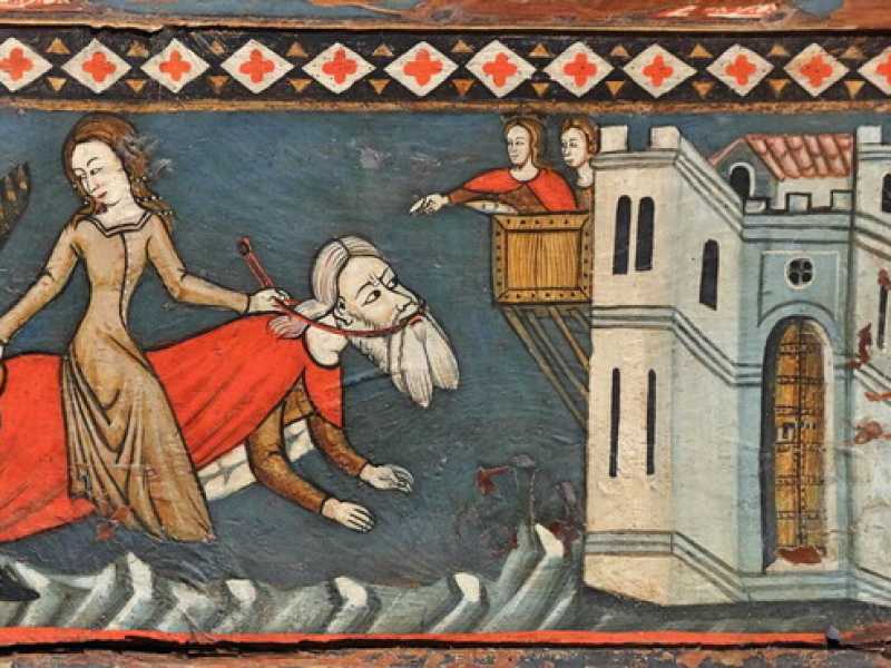 Fillide che cavalca Aristotele - Un particolare degli affreschi di Palazzo Steri<br />&nbsp;<br />