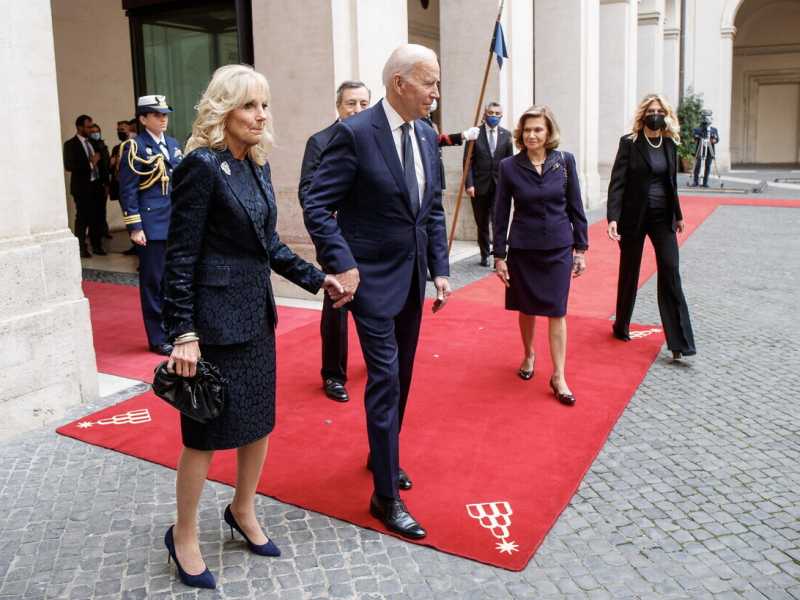 Joe e Jill Biden a Palazzo Chigi (Ansa)&nbsp;