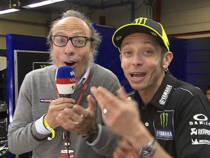 Guido Meda ha accompagnato con le sue telecronache la maggior parte delle gare di Valentino Rossi nel motomondiale prima a Mediaset e poi a Sky