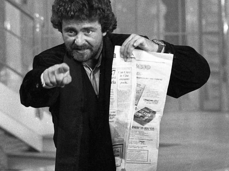Beppe Grillo durante Fantastico 7 il 16 novembre 1986 (foto Ansa)