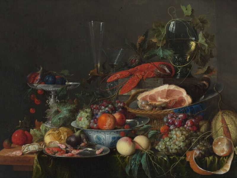 Natura morta con prosciutto, aragosta e frutta di Jan Davidsz de Heem (Wikimedia Commons) <br />