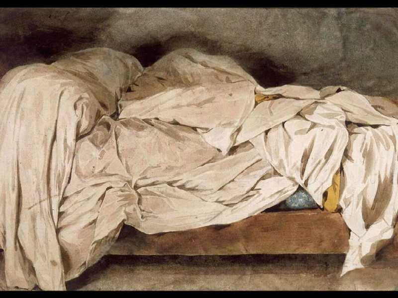 Eug&egrave;ne Delacroix &ndash; Un Lit d&eacute;fait &ndash; acquerello &ndash; 1828&nbsp;<br />