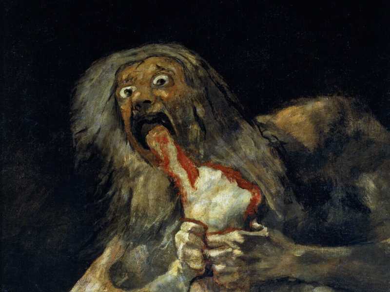 Crono divora i suoi figli nel dipinto di Francisco Goya (Wikimedia Commons)