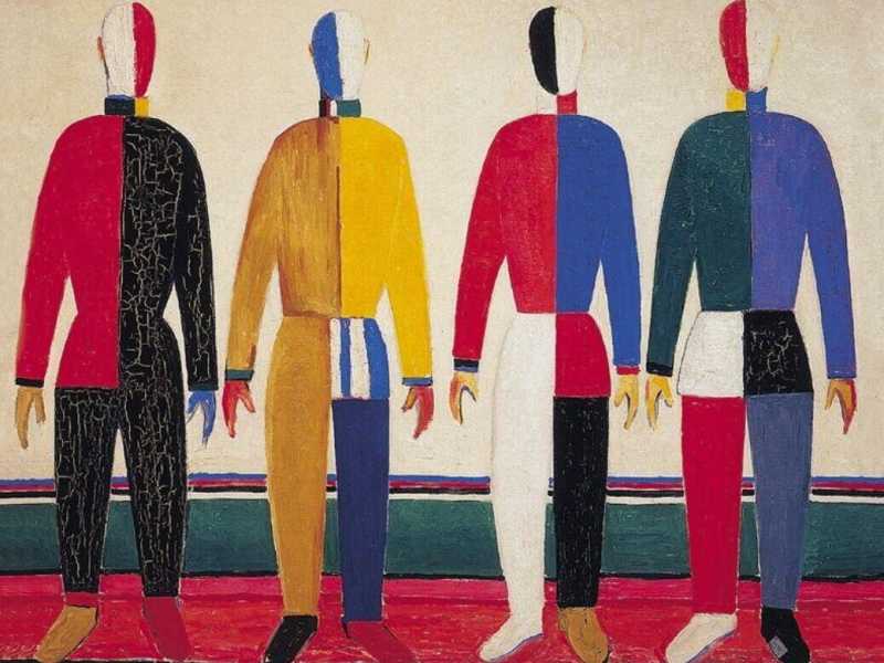 Kazimir Malevič, Sportivi, 1930-1931. Olio su tela, 142 x 164 cm. Museo di Stato Russo, San Pietroburgo&nbsp;<br />