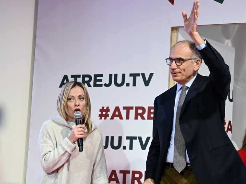 Giorgia Meloni ed Enrico Letta (Ansa)