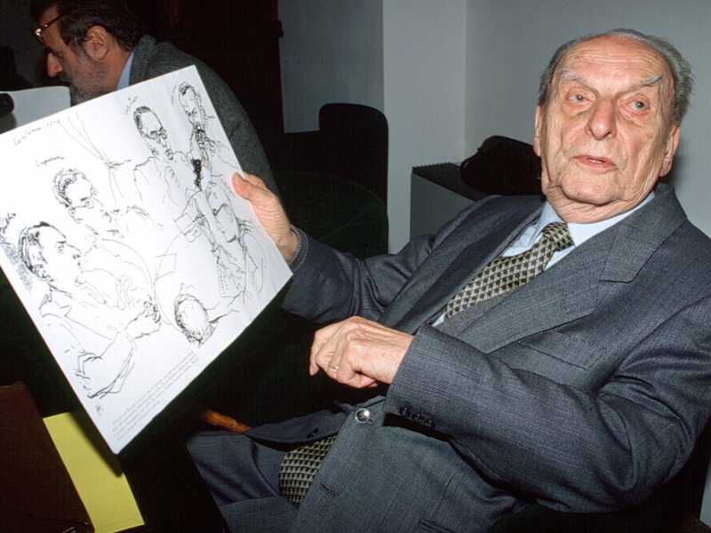 Norberto Bobbio con il suo ritratto fatto da Guttuso (LaPresse)&nbsp;