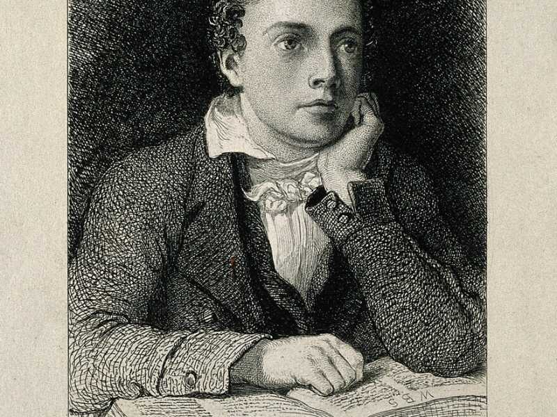 John Keat. Incisione su legno d&rsquo;apres J. Severn, 1819 (Wikimedia)<br />