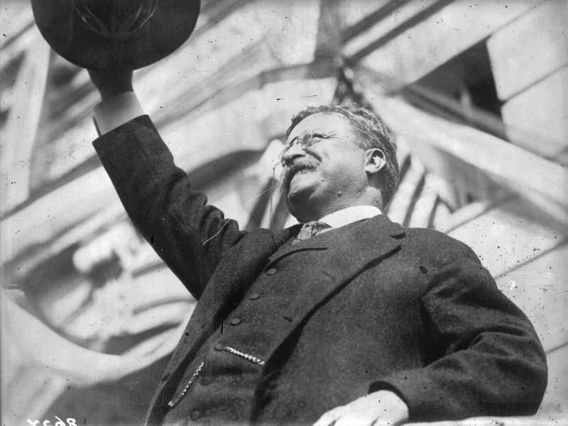 1912: il presidente più giovane d'America, Theodore Roosevelt (Foto di Topical Press Agency/Getty Images)<br />