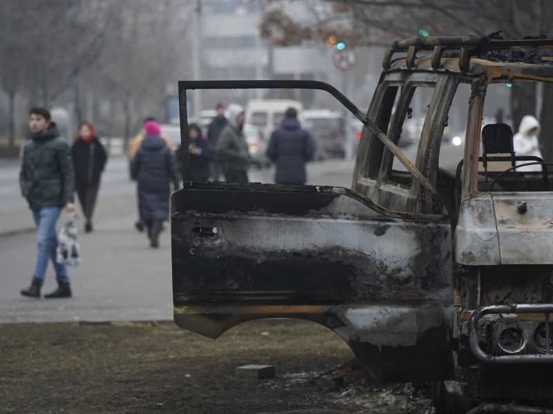 Proteste contro l’aumento del prezzo del Gpl nei giorni scorsi in Kazakistan (LaPresse) <br />