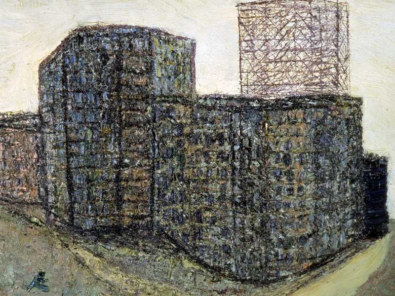 Renzo Vespignani, "Periferia con gasometro", 1946, Olio su tela, Roma, Museo della Scuola Romana - Ansa/Ufficio stampa <br />