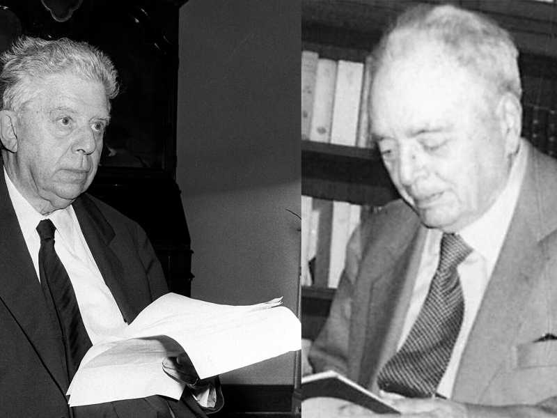 &nbsp;Eugenio Montale (a sinistra) e Sergio Solmi (via Ansa e Wikimedia)