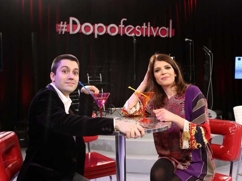 Saverio Raimondo e Sabrina Nobile al Dopofestival nel 2015 (Ansa)&nbsp;