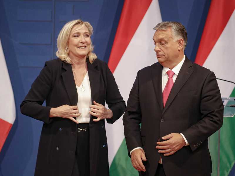  Budapest, Orban incontra il leader dell'estrema destra francese Marine le Pen (AP Photo/Laszlo Balogh)<br />