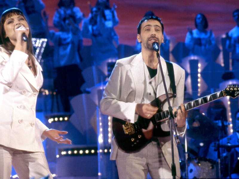 La partecipazione con vittoria dei Jalisse al Festival di Sanremo del 1997 (foto Olycom)