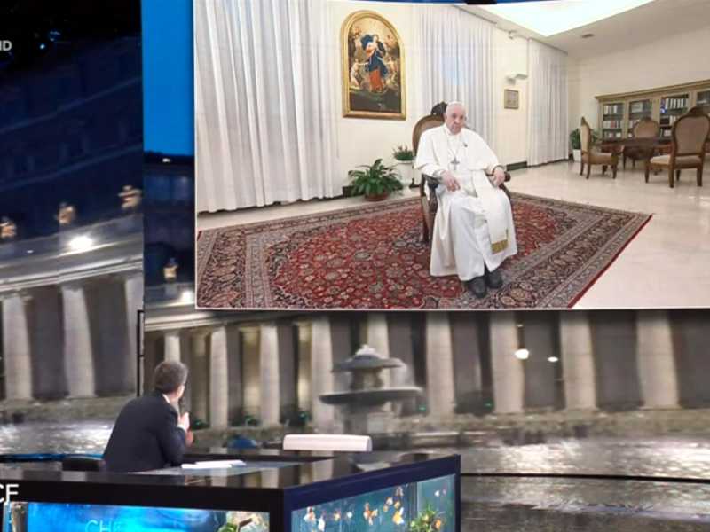 Papa Francesco a "Che tempo che fa" domenica sera (Ansa)&nbsp;