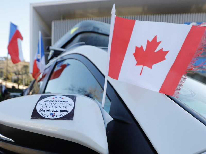 il Freedom Convoy a Nizza (Ansa)&nbsp;
