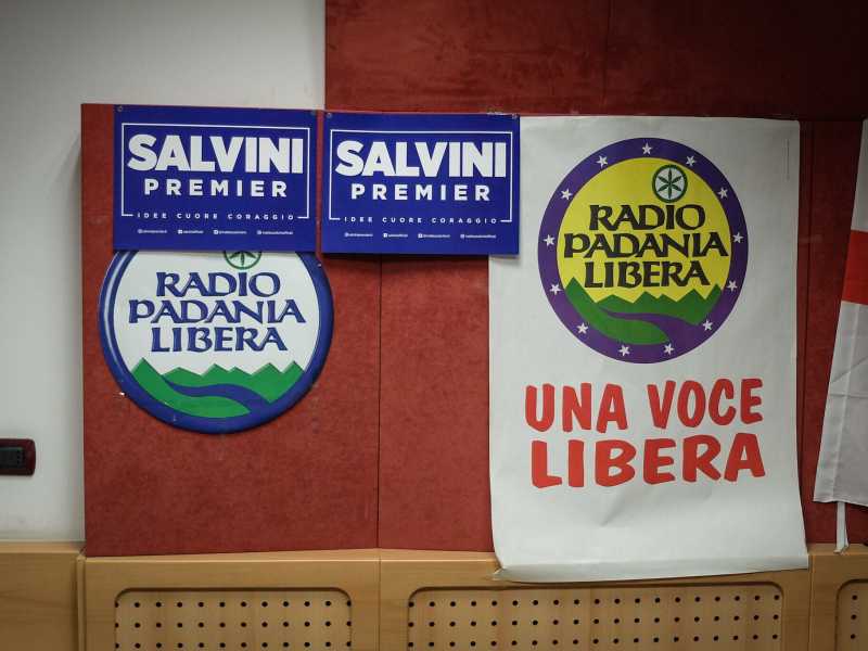 La redazione di Radio Padania (foto LaPresse)