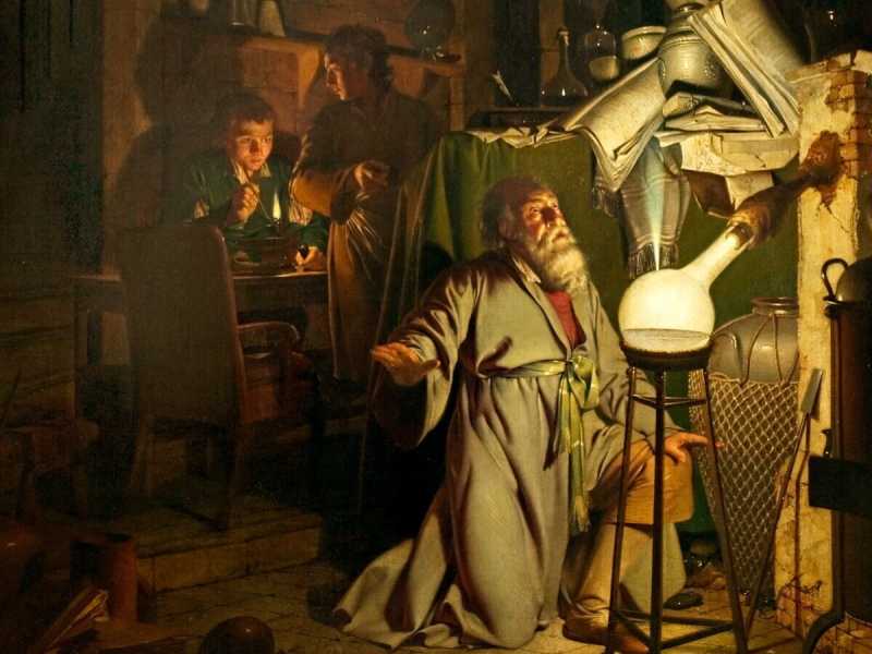 L'alchimista scopre il fosforo &egrave; un dipinto di Joseph Wright of Derby originariamente terminato nel 1771 e poi rimaneggiato nel 1795&nbsp;<br />