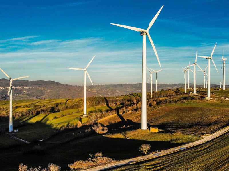 Parco eolico di Guardia Lombardi in provincia di Avellino, 18 Febbraio 2022. ANSA/CESARE ABBATE <br />