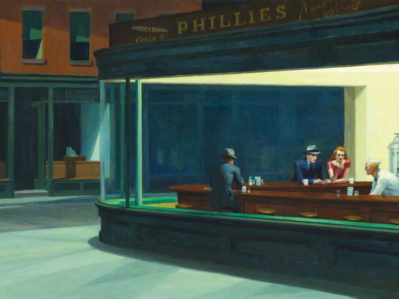 “I nottambuli” (Nighthawks), dipinto di Edward Hopper realizzato nel 1942. E’ esposto all’Art Institute di Chicago (Wikipedia) <br />