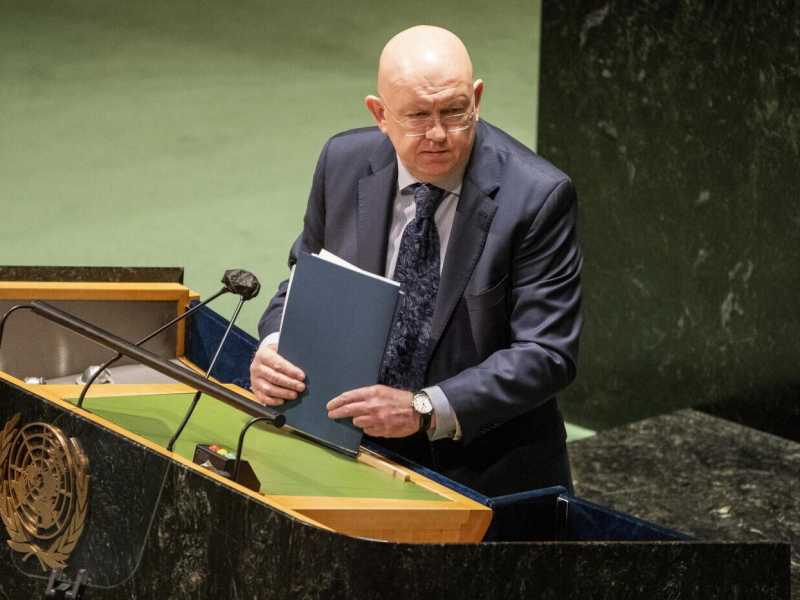 &nbsp;<p style="margin-bottom: 0cm; font-size: medium;">Vasily Nebenzya, rappresentante permanente della Russia alle Nazioni Unite (LaPresse)</p>