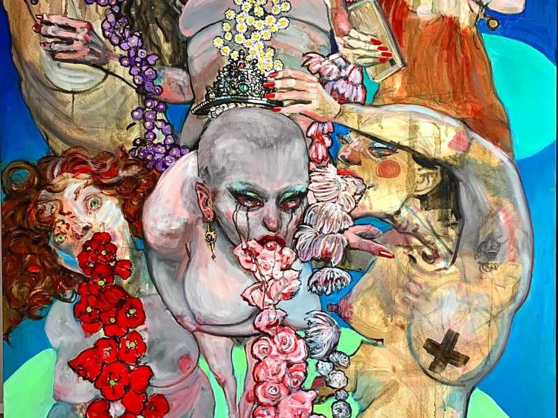 Enrico Robusti, &ldquo;Proclamazione di Miss Vomito&rdquo; (particolare). Olio su tela, 100 x 120 cm, 2022&nbsp;<br />