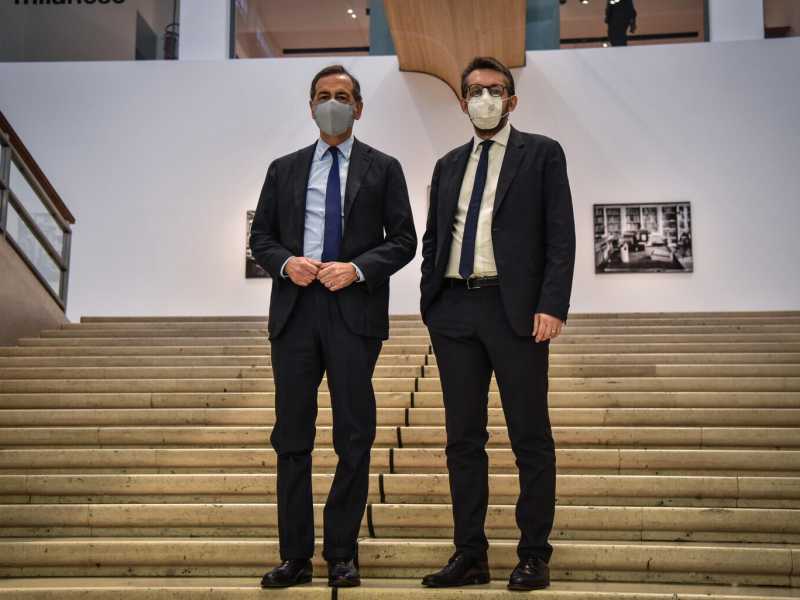Il sindaco di Milano Giuseppe Sala, e l'assessore all'Urbanistica,  Agricoltura e Verde, Pierfrancesco Maran (Foto: Ansa/Matteo Corner)