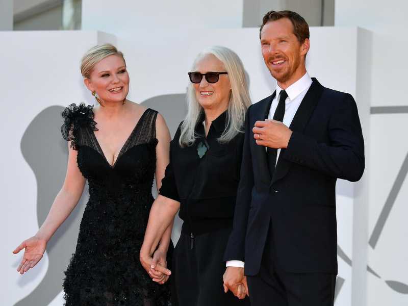Kirsten Dunst, Jane Campion e Benedict Cumberbatch (Ansa)<br />&nbsp;