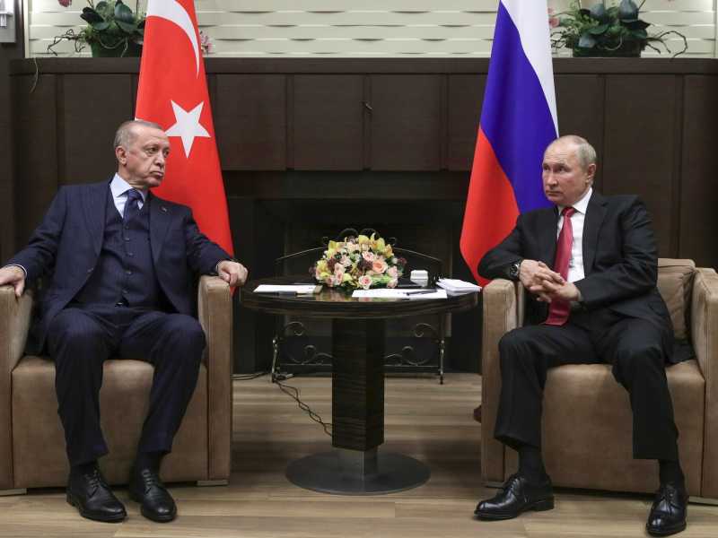 Recep Tayyip Erdogan e Vladimir Putin (LaPresse)<br />