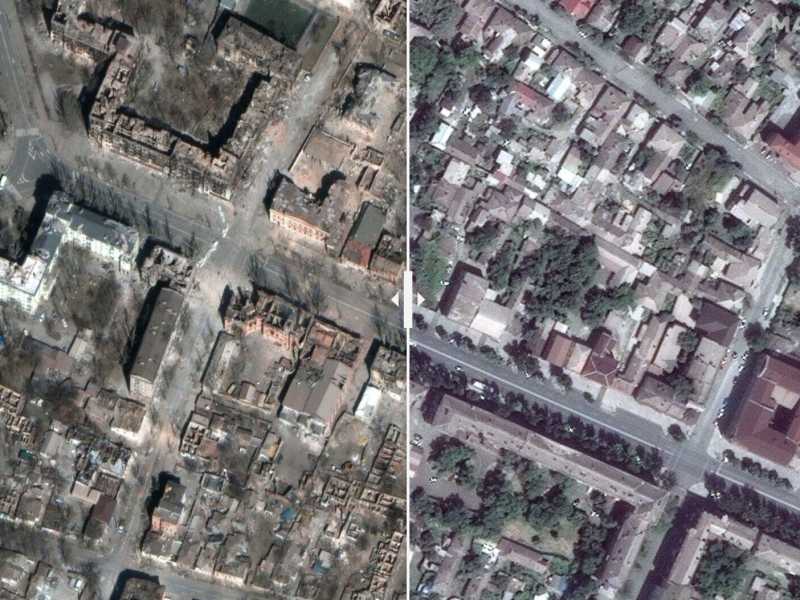 In una foto satellitare la devastazione di Mariupol