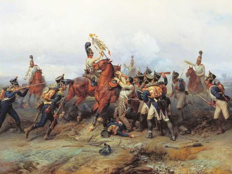 Bogdan Willewalde (1884), Impresa del reggimento di cavalleria nella battaglia di Austerlitz nel 1805 <br />