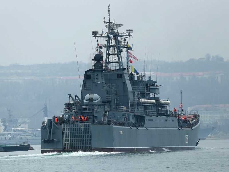 Una nave da guerra russa nel porto di Sebastopoli il 7 marzo 2014  (foto di Spencer Platt/Getty Images)&nbsp;<br />