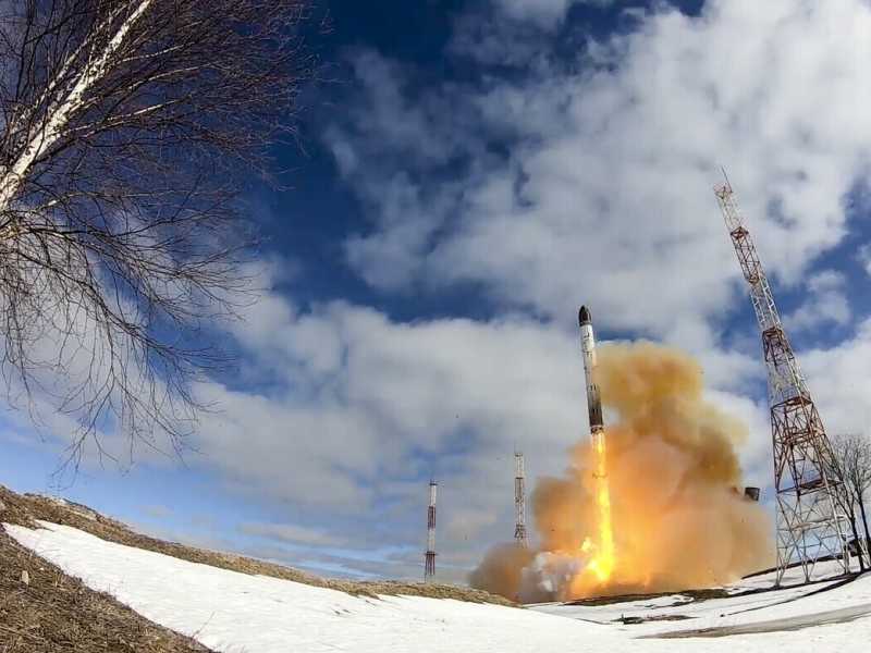 &nbsp;Il test del Sarmat nella foto diffusa dal ministero della Difesa russo (LaPresse)