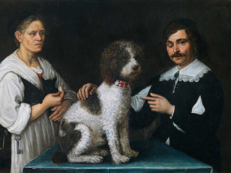 P.A. Barbieri, Ritratto del Guercino e della sorella Lucia Barbieri assieme a un cane Lagotto (Fondazione Sorgente Group) <br />