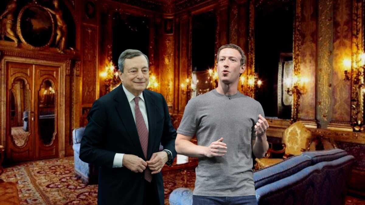 Immagine di Draghi e Zuckerberg a tu per tu, a parlar di niente (e di Elodie)