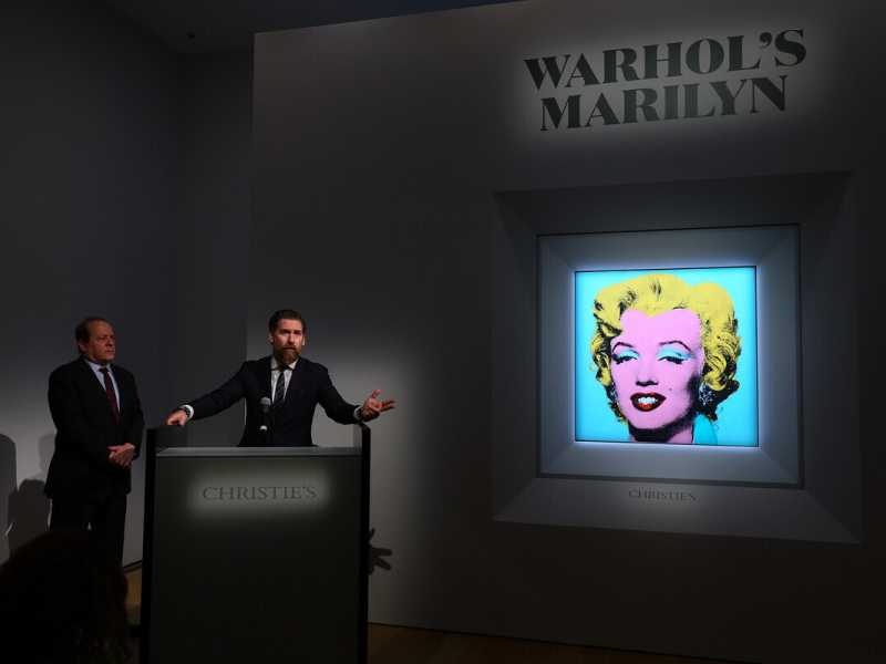 Christie's annuncia l'asta del leggendario Shot Sage Blue Marilyn di Andy Warhol (foto di Dia Dipasupil/Getty Images) <br />