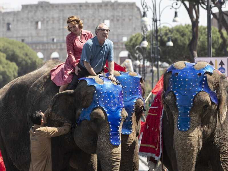 Moretti porta degli elefanti ai Fori Imperiali per il suo film. E sembra tutto normale