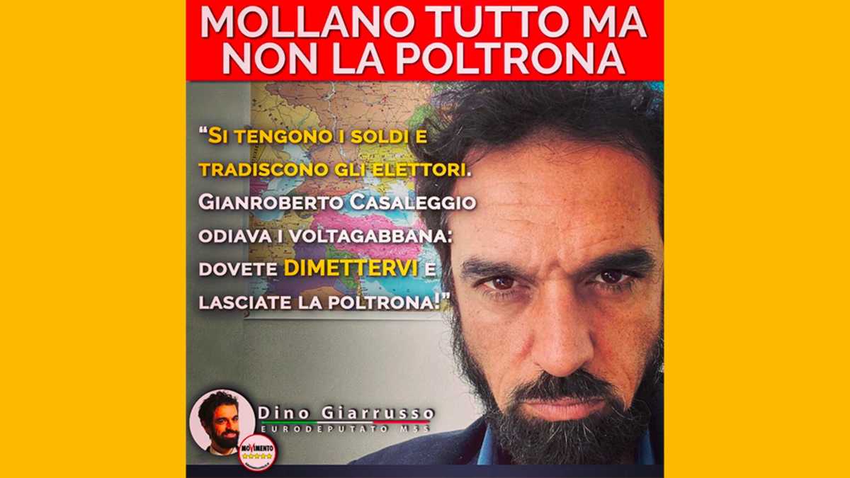 Immagine di "Voltagabbana, traditori, cazzari, scilipotini". Giarrusso su Giarrusso