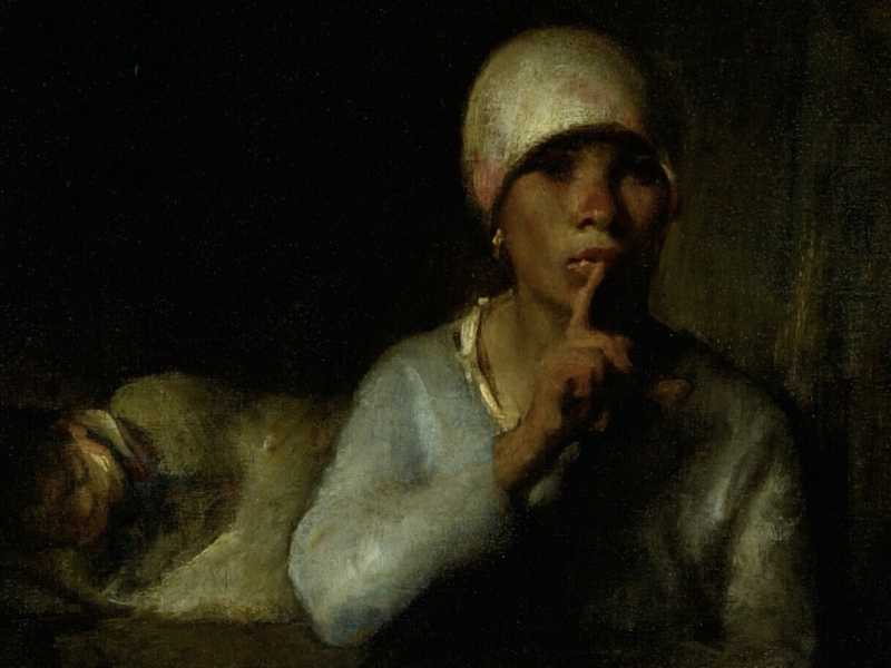 Donna e bambino (Silenzio), attribuito a Jean-Fran&ccedil;ois Millet, 1855&nbsp;<br />