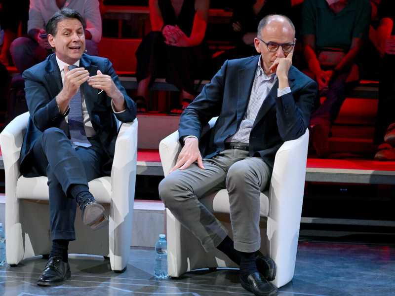 Giuseppe Conte ed Enrico Letta (Ansa)