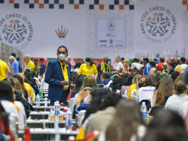 Delle partite di scacchi in corso alle Olimpiadi di scacchi a Mahabalipuram, vicino a Chennai, India (Ansa)&nbsp;<br />