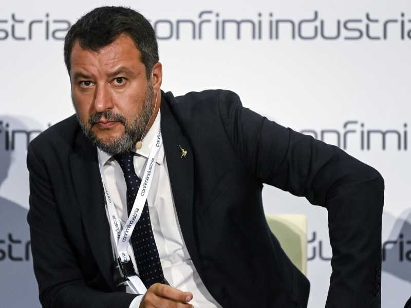 Matteo Salvini durante una conferenza di Confimi Industria (Ansa)&nbsp;<br />