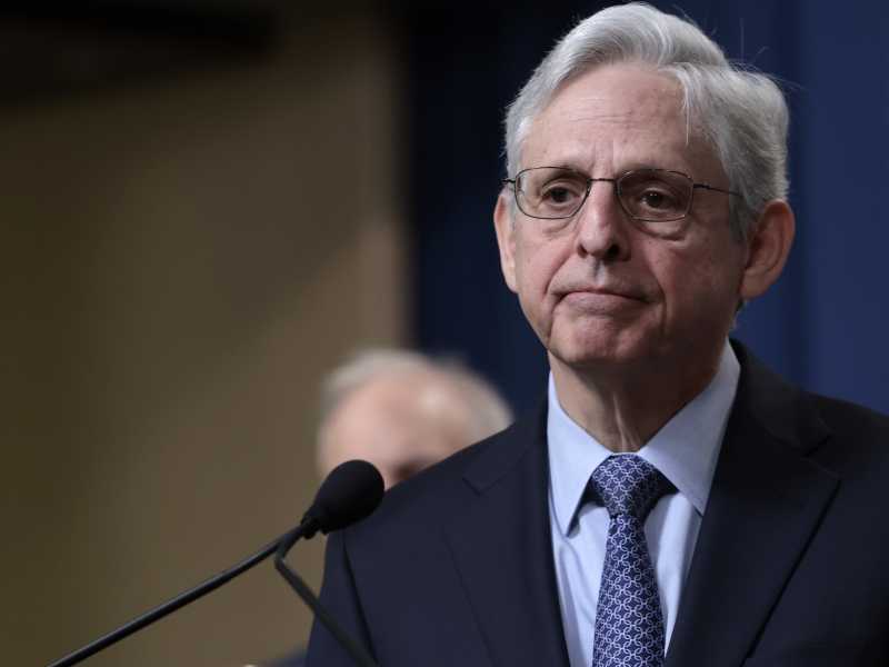 Merrick Garland, Attorney General alla guida del dipartimento di giustizia americano, durante una conferenza stampa ad aprile a Washington, Usa (Getty Images)<br /> <br />