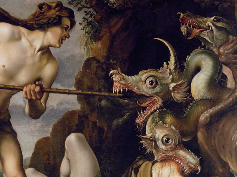 Hendrick Goltzius , "Cadmo uccide il drago", 1600 circa <br />