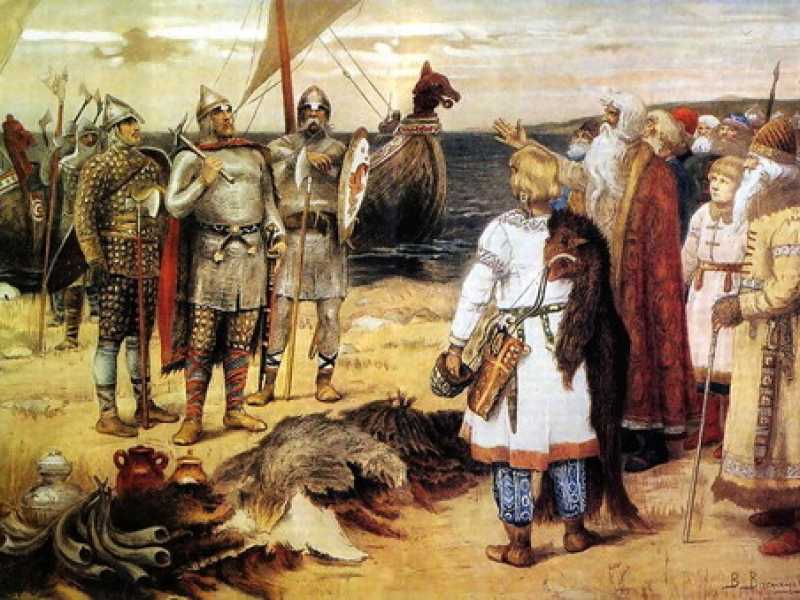 L'approdo di Rurik con i fratelli Sineus e Truvor al Lago Ladoga, dipinto di Apollinarij Michajlovič Vasnecov (Wikimedia commons)&nbsp;<br />