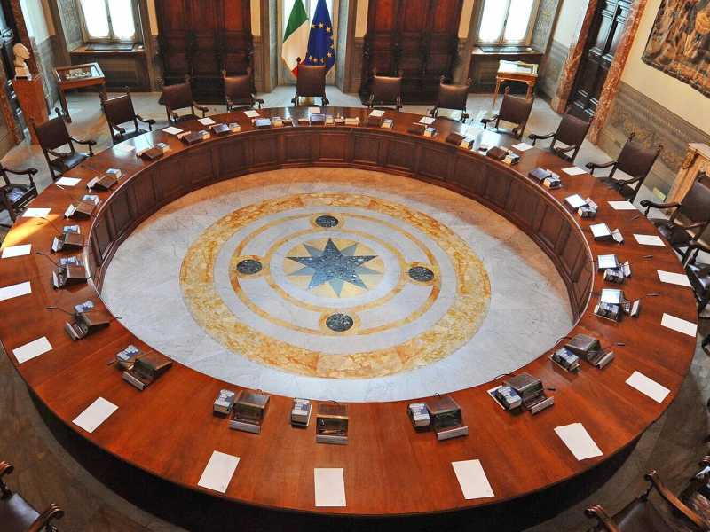 &nbsp;La sala del Consiglio dei ministri (WIkipedia)